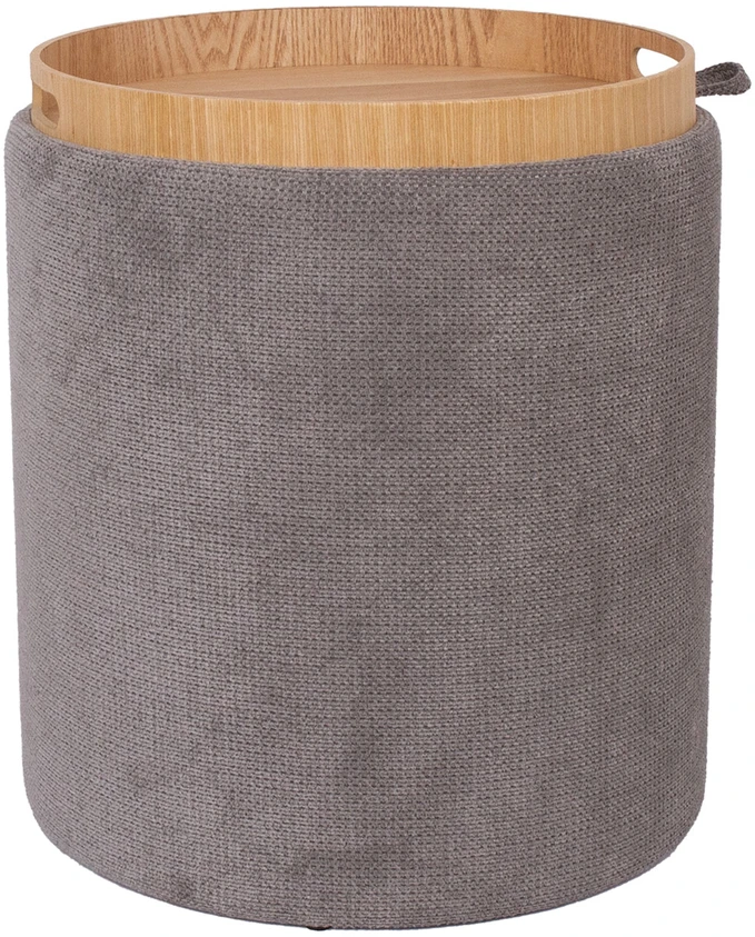Otomanas / stalas HIRO D39xH44cm, pilkos spalvos, su dėže ir dėže