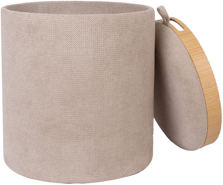 Otomanas / stalas HIRO D39xH44cm, smėlio spalvos, su dėže ir dėže