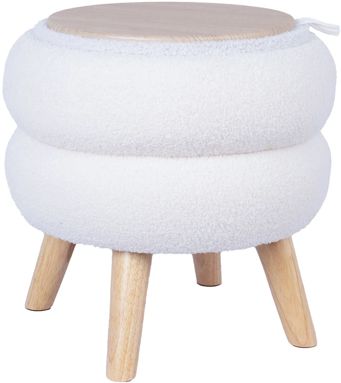 Fotelis Home4You Pufas su daiktadėže HANA Balta D40xH41cm