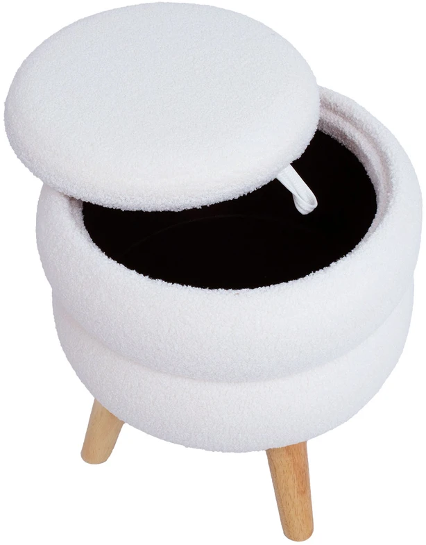 Fotelis Home4You Pufas su daiktadėže HANA Balta D40xH41cm