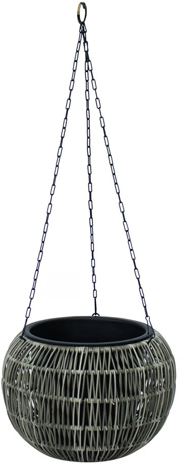 Home4You Pakabinamas vazonas WICKER D32xH22cm, pilkas