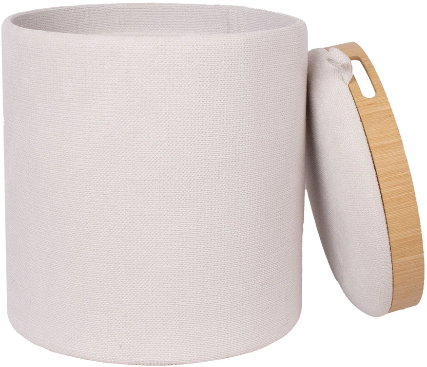 Pufas/staliukas HIRO, D39xA44cm, baltas, su daiktadėže ir padėklu