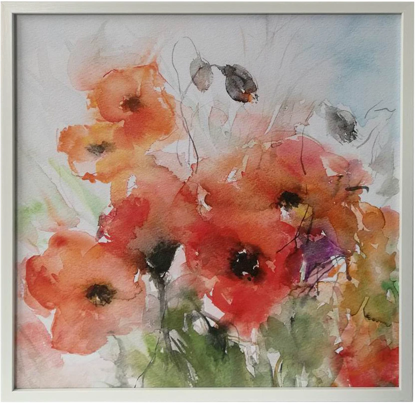 Sienų meno kūrinys WALLY 40x40cm, aguonos