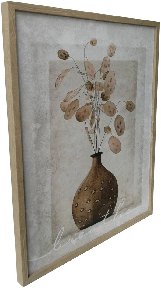 Sienų meno kūrinys WALLY 40x50cm, augalai apvalioje vazoje