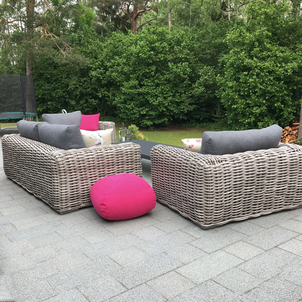Home4You Lauko baldų komplektas CALISTA stalas, sofa ir 2 kėdės, pilkos spalvos