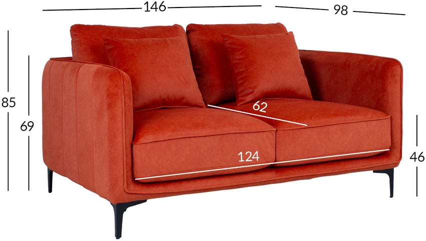 Home4You Sofa BIANKA Dvivietė, Oranžinė