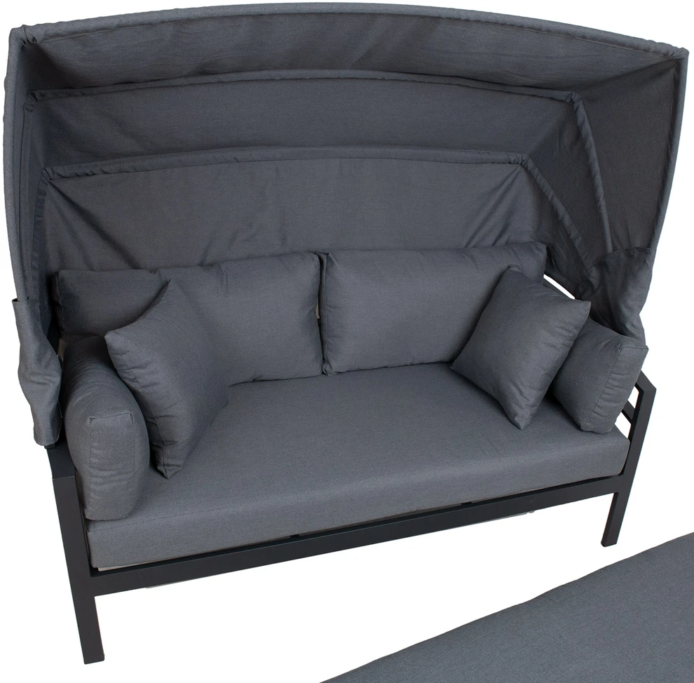 Lauko baldų komplektas Home4You Sofa TOMSON su stogeliu, tamsiai pilka