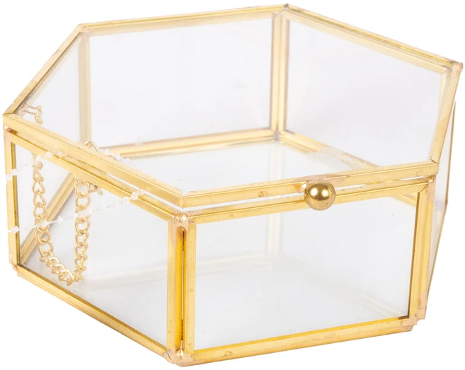 Stiklinė dėžutė BERYL 15x9xH5cm, aukso spalvos