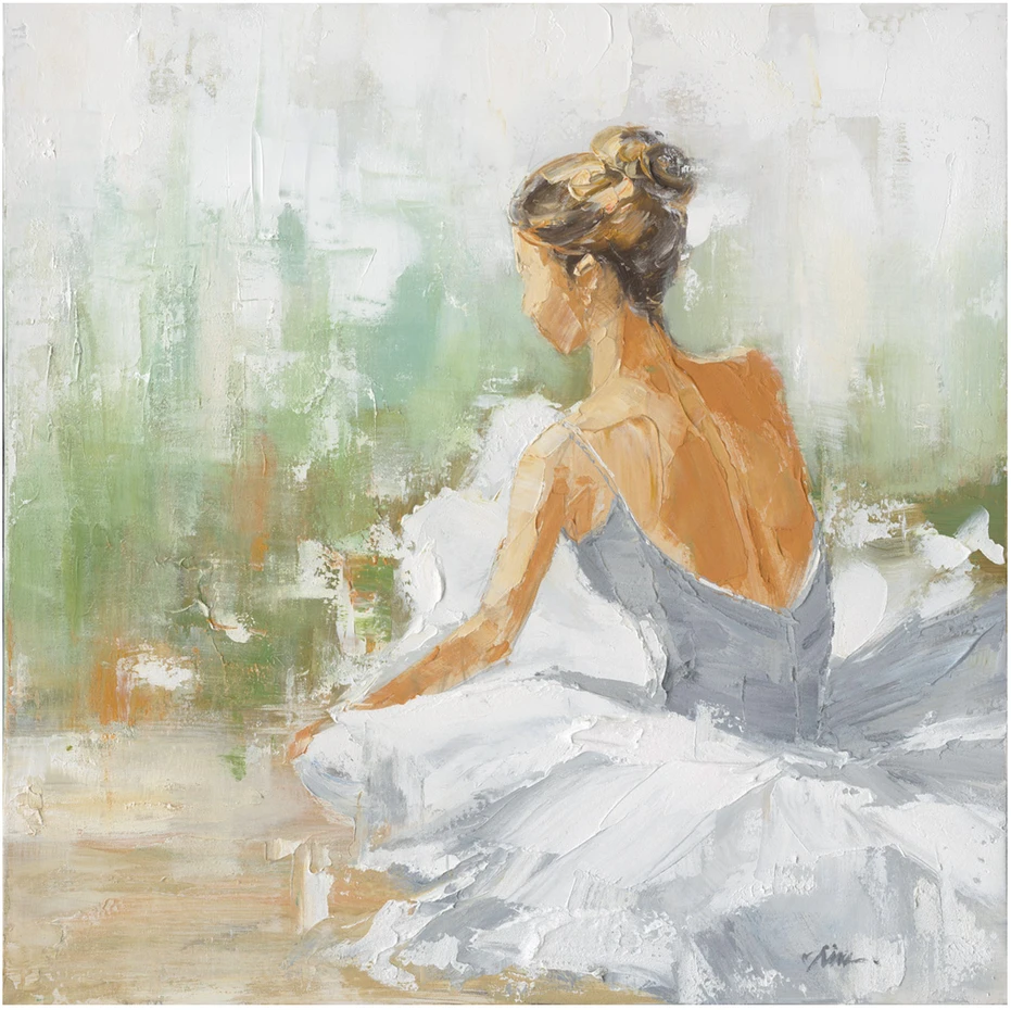 Tapyba aliejiniais dažais 80x80cm, šokėja balta spalva