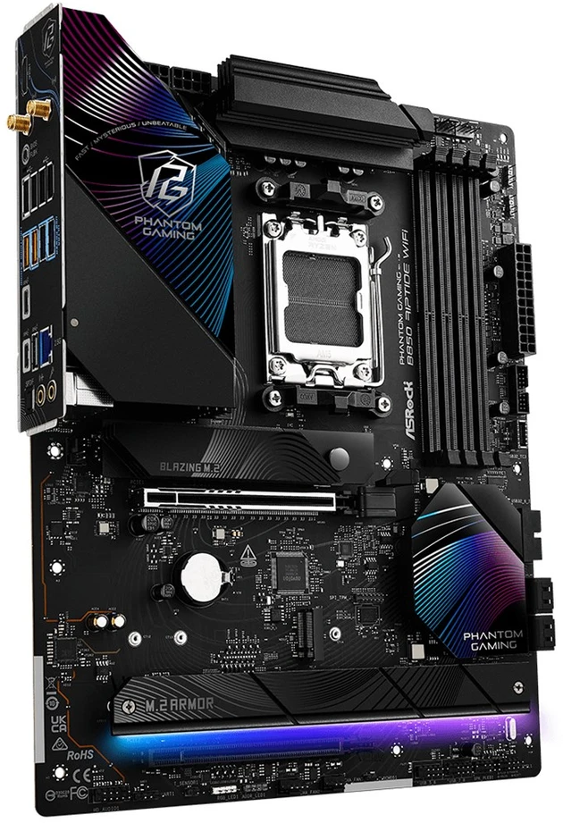 ASRock pagrindinė plokštė B850 Phantom Gaming Riptide WiFi AM5 4DDR5 ATX
