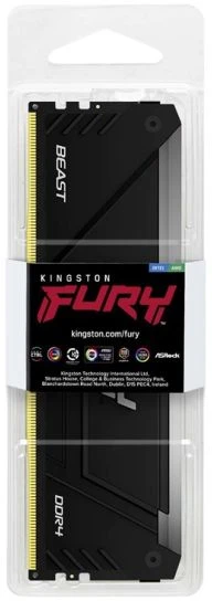 RAM Atmiņa Kingston Fury Beast RGB, DDR4, 8 GB, 3200MHz, CL16 (KF432C16BB2A/8)