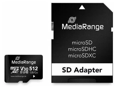 Atminties kortelė MediaRange SD MicroSD Card 512GB UHS-1 Cl.10 inkl. Adapteris