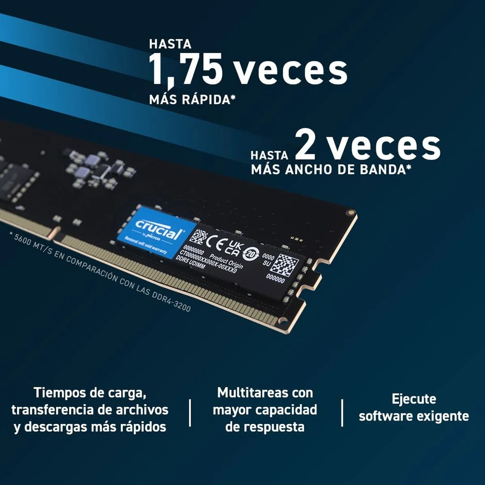 RAM Atmintis Crucial DDR5, 32 GB, 5600MHz, CL46 (CT2K16G56C46U5)