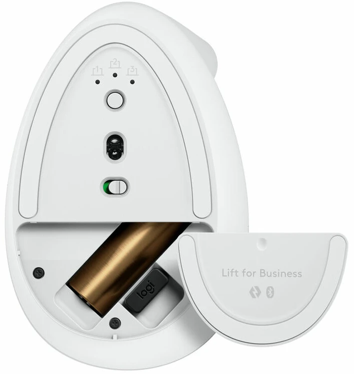 LOGITECH Lift verslui Vertikali pelė ergonomiškas 6 mygtukai belaidis Bluetooth 2.4 GHz Bolt USB imtuvas off-baltas