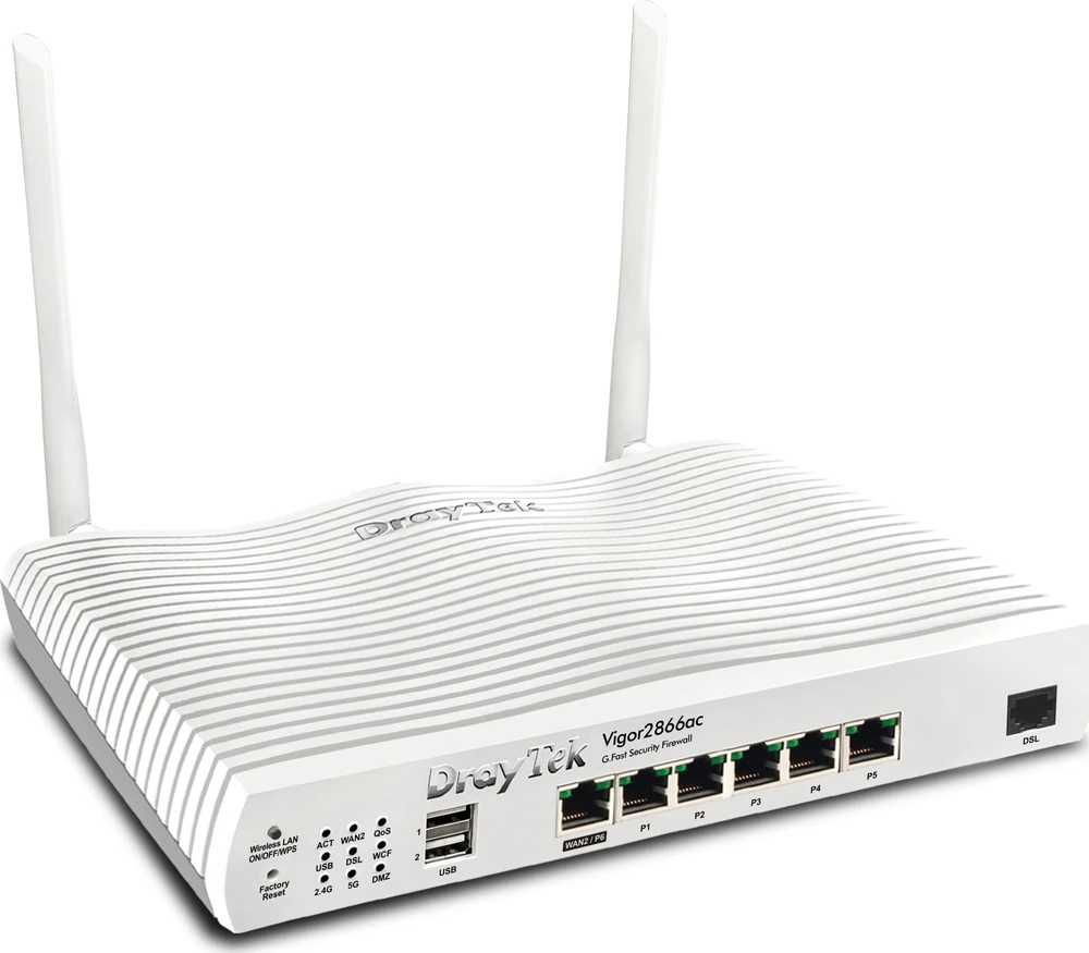 Maršrutizatorius DrayTek Vigor 2866Vac WLAN-AC modemas ADSL2+/VDSL2/G.Fast mažmeninei prekybai
