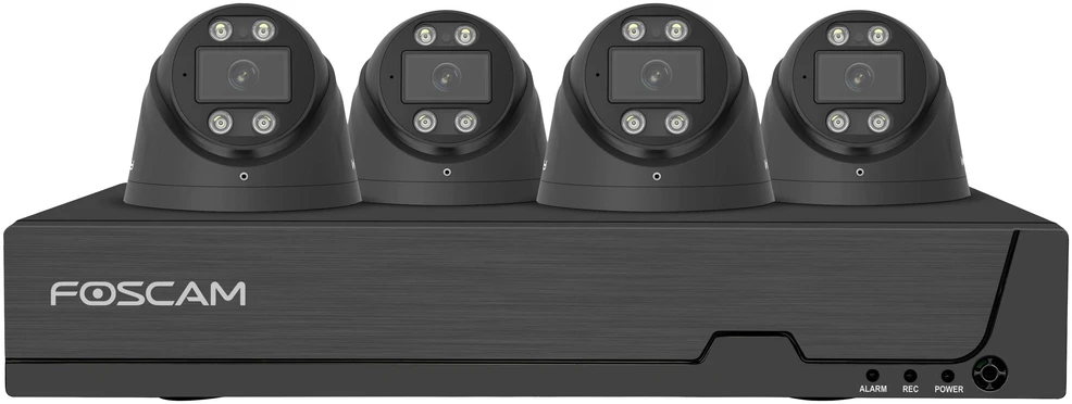 Įrašymo įrenginys Foscam Foscam Fn9108E-T4-2T Juodas LAN IP stebėjimo sistema 8 kanalų su 4 kameromis 3840x2160 px
