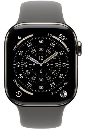 Išmanusis laikrodis Apple Watch 11 GPS + Cellular 46mm Natural Titanium Sport Band M/L Graphite (MFCX4ZR/A)