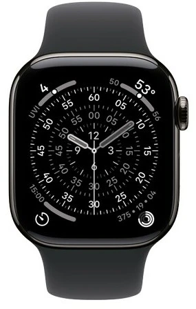 Išmanusis laikrodis Apple Watch S11 Titanium Slate Cellular 46mm (Juodas Sport Band) S/M