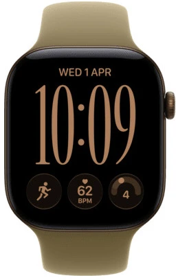 Išmanusis laikrodis Apple Watch Series 12 (bronzinis, aliuminis, 42 mm, sportinis dirželis Oliv S/M)