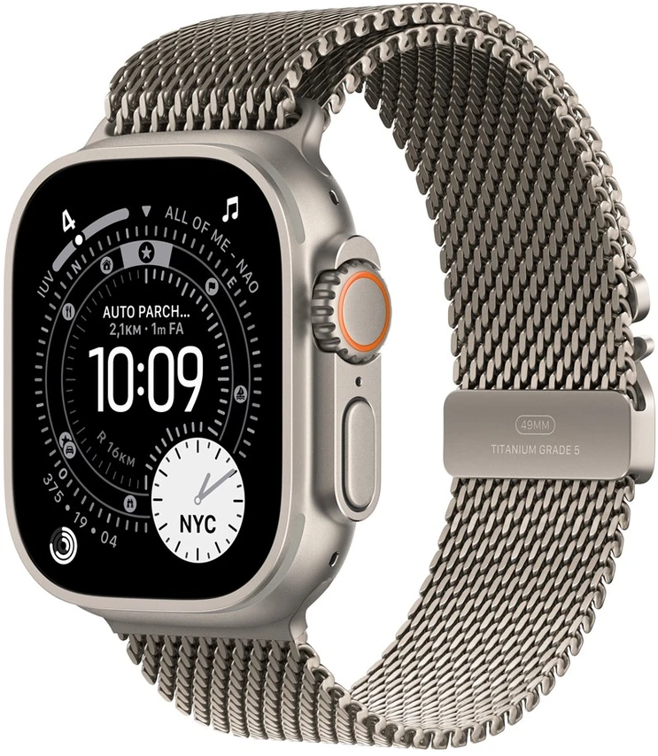 Išmanusis laikrodis Apple Watch Ultra 3 GPS + Cellular 49mm su natūralaus titano korpusu ir natūralaus titano Milano apyranke - Small