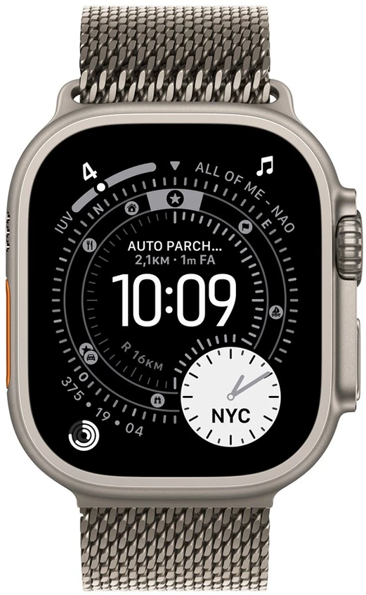 Išmanusis laikrodis APPLE Watch Ultra 3GPS + Cellular 49mm su natūralaus titano korpusu ir natūralaus titano Milano apyranke - Large