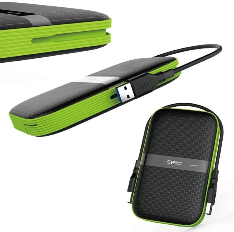 Išorinis kietasis diskas HDD Silicon Power Armor A60 1TB Juodas-Žalias (SP010TBPHDA60S3K)