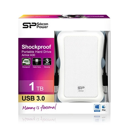 Išorinis kietasis diskas HDD Silicon Power Armor A30 1TB Baltas (SP010TBPHDA30S3W)