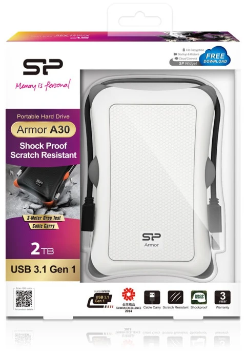 Kietasis diskas Silicon Power Armor A30 2TB 2.5", USB 3.1, Baltas