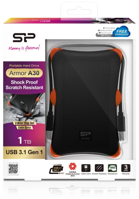 Išorinis kietasis diskas HDD Silicon Power Armor A30 1TB Juodas (SP010TBPHDA30S3K)