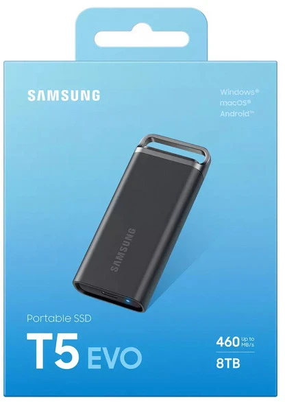 Kietasis diskas Dysk zewnętrzny SSD Samsung T5 EVO 8TB Juodas (MU−PH8T0S/EU)