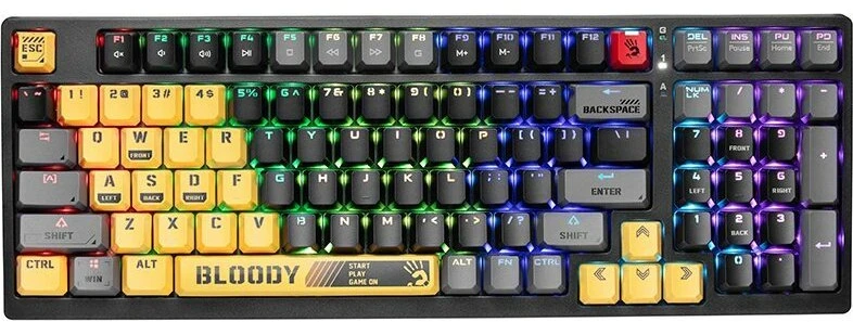 Klaviatūra A4Tech Bloody S98 USB Sports Lime (BLMS Raudona Plus jungikliai)