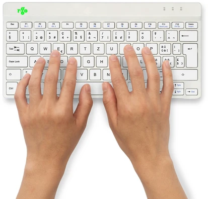 Klaviatūra R-GO Tools R-Go Tools ergonominė R-Go Compact Break klaviatūra, Bluetooth, su pertraukų programine įranga, QWERTZ (CH), Baltas