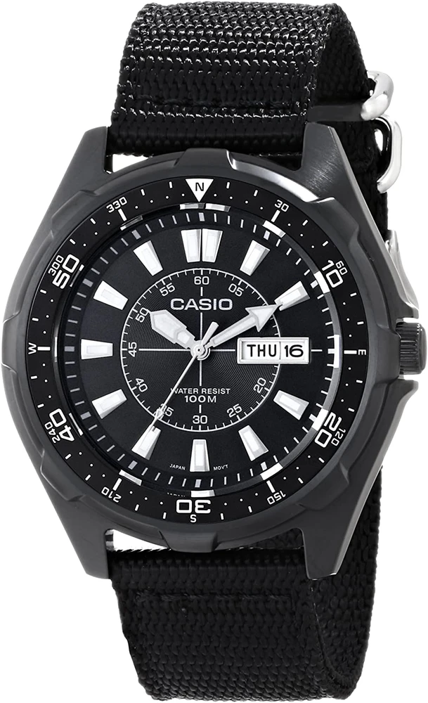Laikrodis CASIO AMW-110-1A. Kwarcowy, Kolor juoda. Mężczyzna.