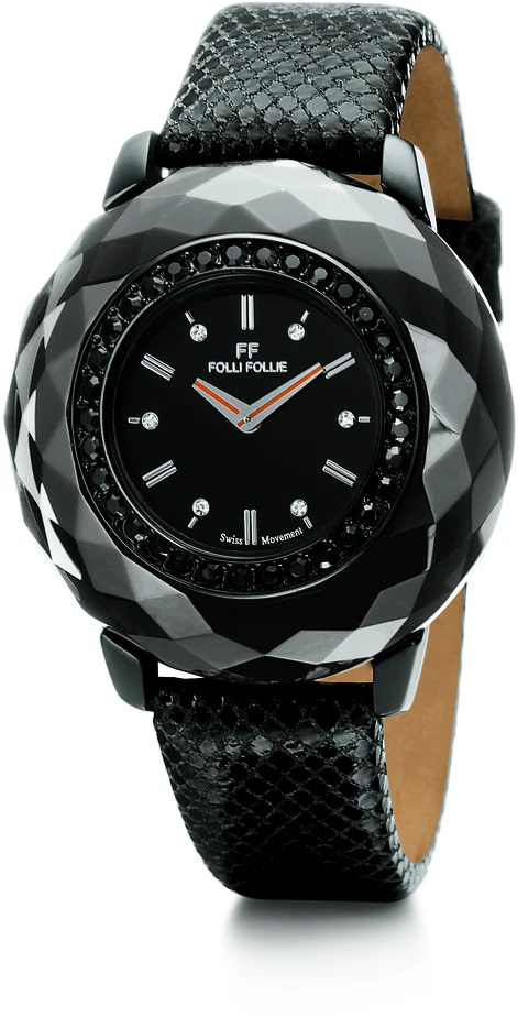 Laikrodis FOLLI FOLLIE WF0E046SSK. Kwarcowy, Kolor juoda. Kobieta.