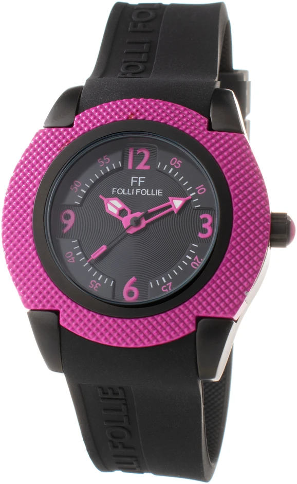 Laikrodis FOLLI FOLLIE WF13Y028ZPP. Kwarcowy, Kolor juoda. Kobieta.