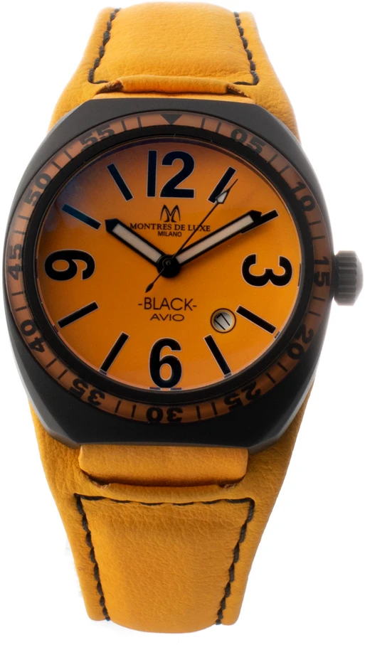 Laikrodis MONTRES DE LUXE 09BK-2502. Kwarcowy, Kolor oranžinė. Unisex.