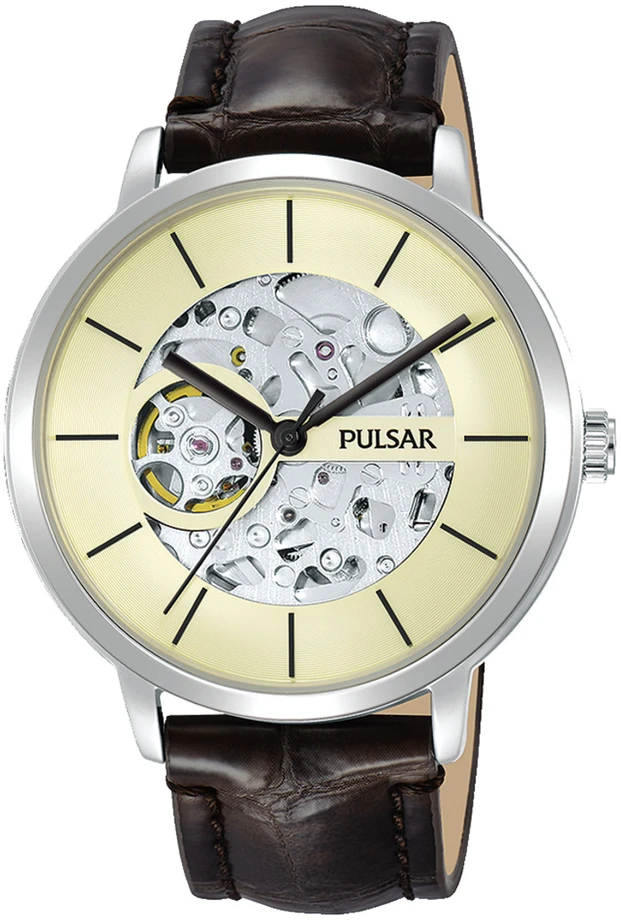 Laikrodis PULSAR P8A005X1. Kwarcowy, Kolor smėlio spalva. Mężczyzna.