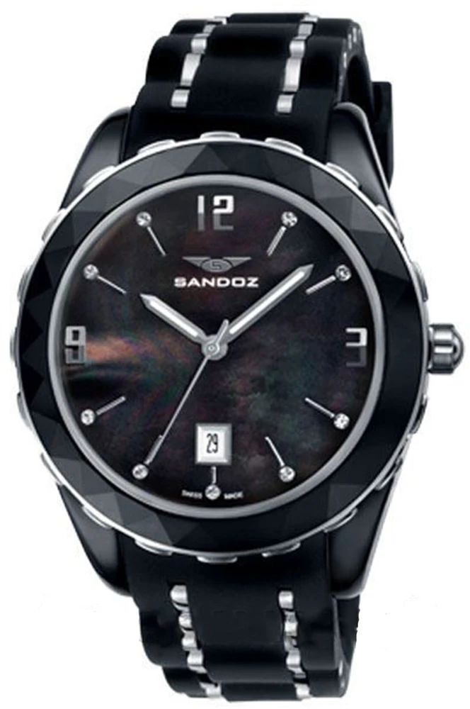 Laikrodis SANDOZ 81270-95. Kwarcowy, Kolor juoda. Kobieta.