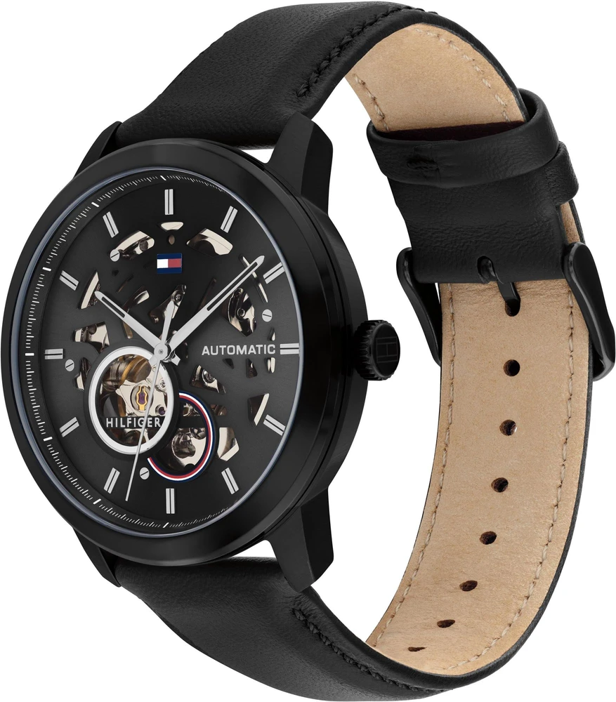 Laikrodis TOMMY HILFIGER 1710659. Automatinis, Juoda Spalv. Vyriški.