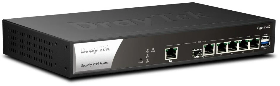 Maršrutizatorius DrayTek Vigor 2962 2.5 Gigabit Ethernet Juodas, Baltas