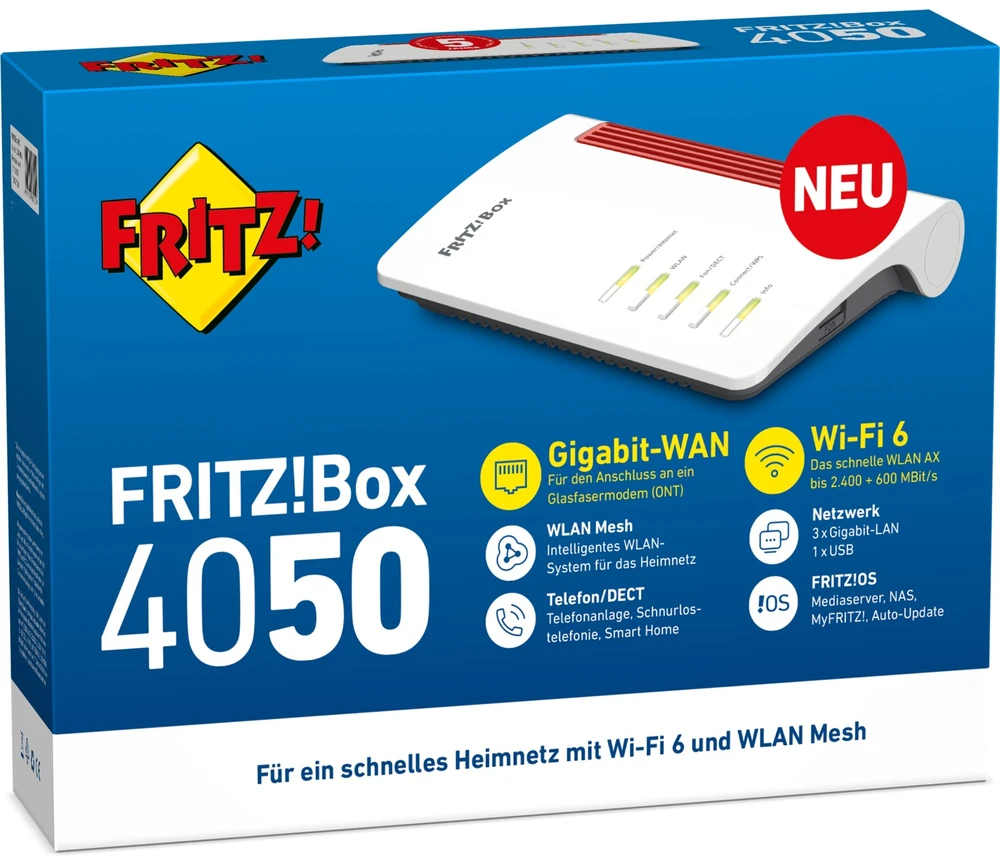 Maršrutizatorius AVM Fritz!Box 4050 AX Wifi-6