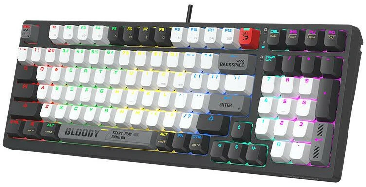 Klaviatūra žaidimams A4Tech Bloody WS98 BLMS Raudona Plus belaidė mechaninė su pašvietimu pilka