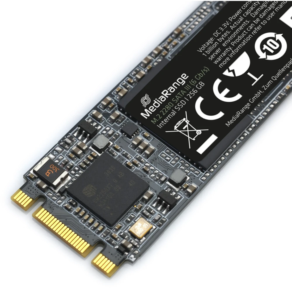 MediaRange M.2 SSD SATA 3 256GB TLC NAND Juodas