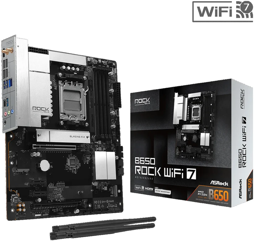 ASRock B650 Rock WiFi7 AM5 ATX pagrindinė plokštė