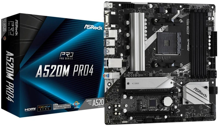Pagrindinė plokštė Mātesplate ASRock A520M PRO4