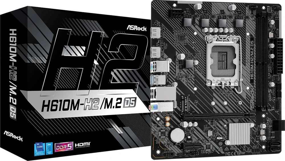Pagrindinė plokštė ASROCK H610M-H2/M.2 D5 LGA1700 2xHDMI