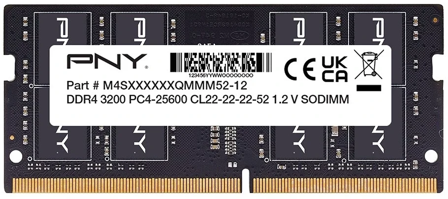 RAM Pny Technologies Atmintis nešiojamajam kompiuteriui PNY Performance, SODIMM, DDR4, 16 GB, 3200 MHz, CL22 (MN16GSD43200-TB)