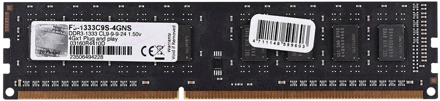 RAM Atmiņa G.Skill NS, DDR3, 4 GB, 1333MHz, CL9 (F3-1333C9S-4GNS)