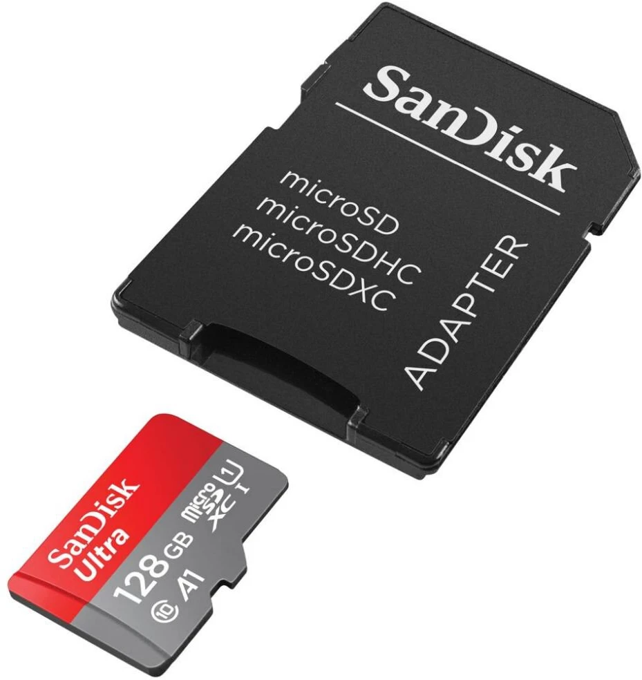 SanDisk Ultra Micro SDXC atminties kortelė 128GB Android 140MB/s A1 UHS-I + adapteris
