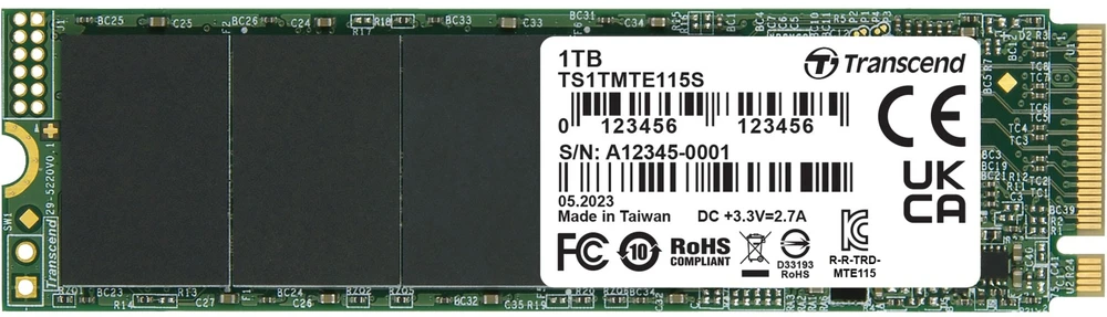 TRANSCEND 1TB SSD vidinis M.2 2280 PCIe Gen3x4 NVMe TLC be DRAM